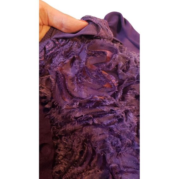 Ryu Knit Cardigan Sweater‎ Purple flower Appliqué fine knit shrug top Size M - Picture 5 of 16